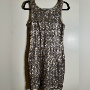SILVER SEQUIN MIDI DRESS ZARA SZ L